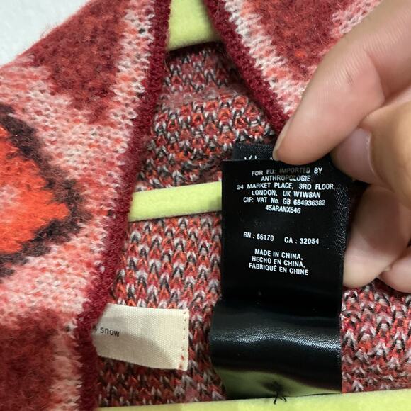 Anthropologie Sleeping On Snow Red Open Front Waterfall Cardigan Sz S - Picture 7 of 13